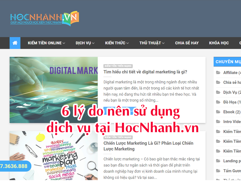 6 lý do nên sử dụng dịch vụ tại HocNhanh.vn
